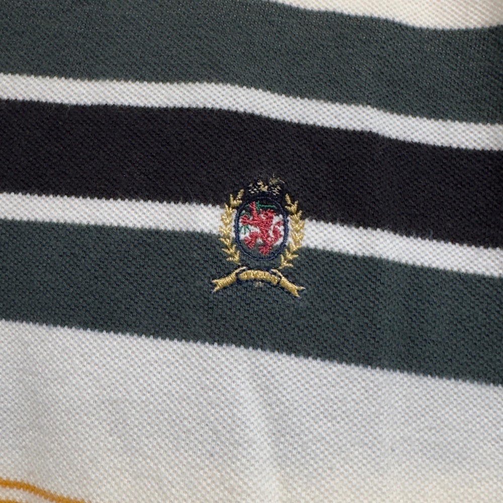 Vintage 90's Tommy Hilfiger Mens XXL Polo Shirt Green Blue White Crest Logo - Picture 2 of 6